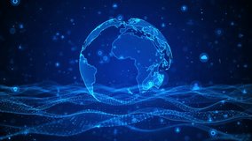 Wireframe concept world network, virtual interface. virtual hologram system world and digital link for template web design, presentation. Planet Earth. World wide Global network connection. World map. - Powered by Shutterstock - Get 15% off with code: PIKWIZARD15