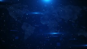 Cyber digital technology concept abstract globe Futuristic 3D World Map Animation Digital Technology Hud Dots Mosaic. worldwide exchange internet connected. finance, cryptocurrency or IoT technology. - Powered by Shutterstock - Get 15% off with code: PIKWIZARD15