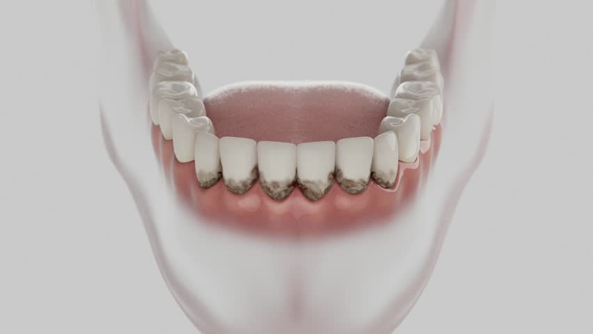Ultrasonic teeth cleaning animation. Professional dental hygiene procedure in stunning 3D animation.