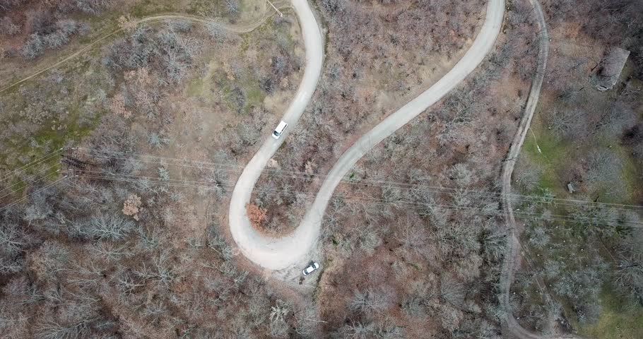 curved mountain road in spring
