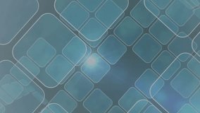 Turquoise strand entering left waving helix, pulsing drifting as squares shifting under lens flare. Abstract, digital art, motion, technology, futuristic, vibrant, dynamic - Powered by Shutterstock - Get 15% off with code: PIKWIZARD15