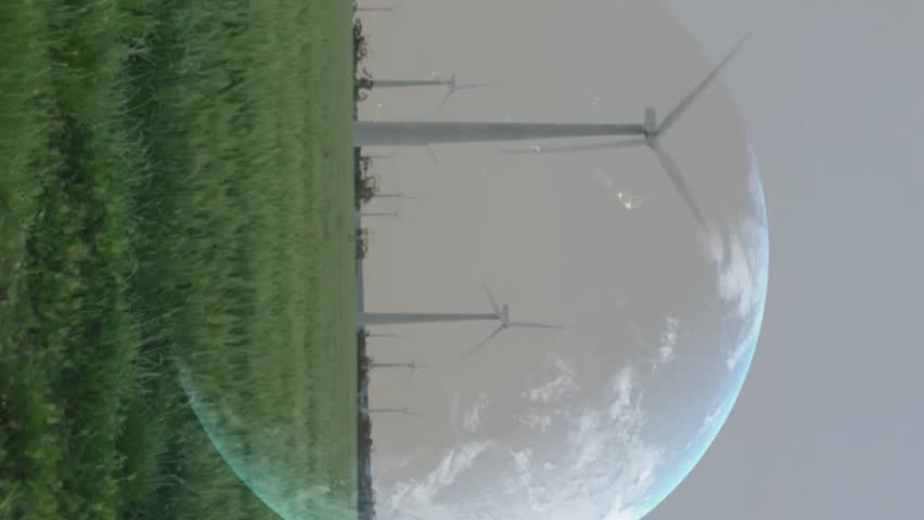 Animation of financial data processing over globe and wind turbines. Global wind energy, business, connections, computing and data processing concept digitally generated video. - Powered by Shutterstock - Get 15% off with code: PIKWIZARD15
