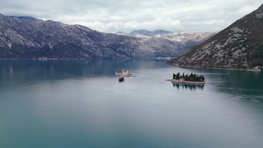 Our lady of the rocks island and saint george island in kotor bay in Montenegro