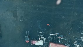 Animation of statistical data processing over aerial view of scrap at junkyard. Recycling and business data technology concept - Powered by Shutterstock - Get 15% off with code: PIKWIZARD15