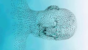 Animation of human head formed with binary coding spinning over blue background. science and research concept digitally generated video. - Powered by Shutterstock - Get 15% off with code: PIKWIZARD15