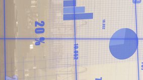 Animation of statistical data processing on grid network against aerial view of cityscape. Business data technology concept - Powered by Shutterstock - Get 15% off with code: PIKWIZARD15