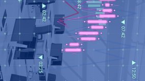 Animation of multiple graphs with changing numbers over unoccupied chairs and desktop in office. Digital composite, multiple exposure, report, business, growth, progress and technology concept. - Powered by Shutterstock - Get 15% off with code: PIKWIZARD15