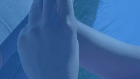 Animation of clouds with electronic devices over caucasian woman using smartphone. global cloud computing, digital interface and data processing concept digitally generated video. - Powered by Shutterstock - Get 15% off with code: PIKWIZARD15