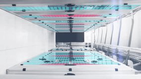 Animation of circular scanner with cloud and padlock icons and data over server room. Network, data, security, digital interface, connection, processing and communication, digitally generated video. - Powered by Shutterstock - Get 15% off with code: PIKWIZARD15