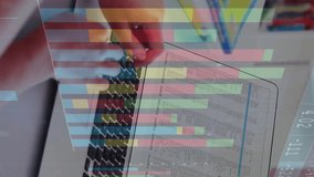 Working on laptop, person analyzing financial data charts with animation overlay. Business, finance, technology, analytics, digital, innovation - Powered by Shutterstock - Get 15% off with code: PIKWIZARD15