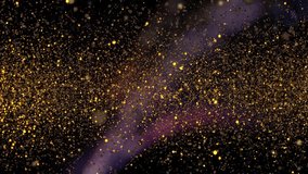 Abstract animation of Thank you  for watching glitch text effect cinematic title animation with gold particles sci fi hitech effect background  Ending cover for intro, title banner - Powered by Shutterstock - Get 15% off with code: PIKWIZARD15