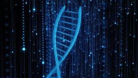 Animation of data processing over dna strands. Global science, research and data processing concept digitally generated video. - Powered by Shutterstock - Get 15% off with code: PIKWIZARD15