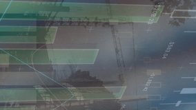 Animation of statistical data processing against construction site. Architecture engineering and business data technology concept - Powered by Shutterstock - Get 15% off with code: PIKWIZARD15