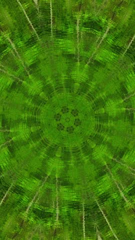 Rotating green hypnotic nature-inspired media vertical background