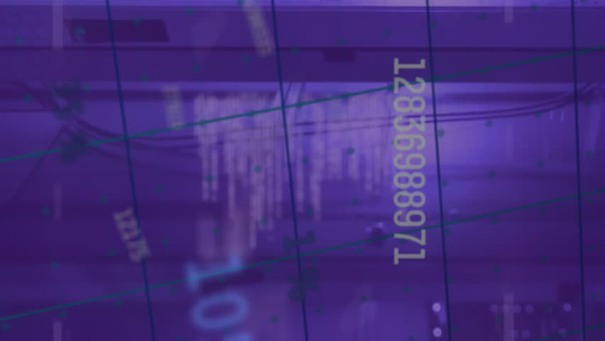 Animation of changing numbers over neon qr code and data processing against computer server room. Computer interface and business data storage technology concept - Powered by Shutterstock - Get 15% off with code: PIKWIZARD15