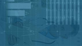 Animation of financial data processing over diverse doctors. Global medicine, business, finances, computing and data processing concept digitally generated video. - Powered by Shutterstock - Get 15% off with code: PIKWIZARD15