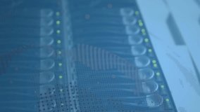 Animation of multiple digital icons and profile icons floating against close up of a computer server. Global networking and business data storage technology concept - Powered by Shutterstock - Get 15% off with code: PIKWIZARD15