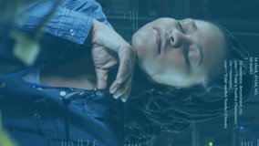 Animation of data processing against african american female engineer using laptop at server room. Cyber security and business data storage technology concept - Powered by Shutterstock - Get 15% off with code: PIKWIZARD15