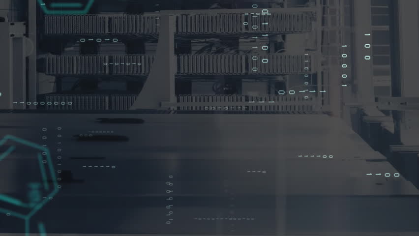 Animation of data processing and chemical formula over server room. Global technology and digital interface concept digitally generated video. - Powered by Shutterstock - Get 15% off with code: PIKWIZARD15