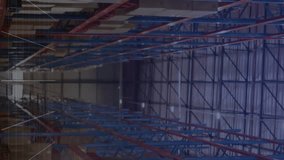 Animation of financial data processing over warehouse. Global delivery, shipping, finances and digital interface concept digitally generated video. - Powered by Shutterstock - Get 15% off with code: PIKWIZARD15