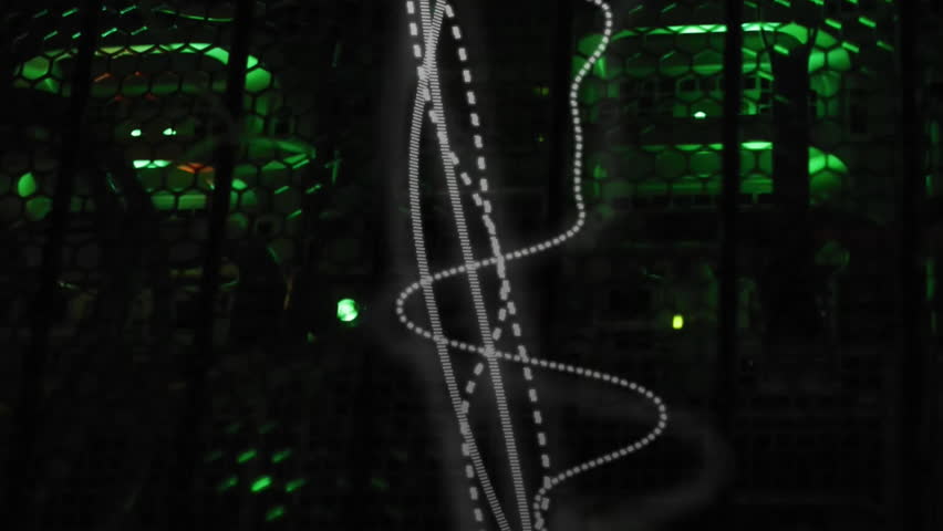 Waveform animation over green-lit server racks in data center. Technology, network, digital, cybersecurity, infrastructure, glowing - Powered by Shutterstock - Get 15% off with code: PIKWIZARD15