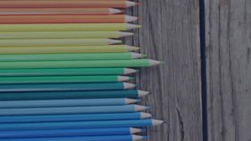 Colorful pencils in gradient with animation of social media icons floating above. Creativity, inspiration, art, digital, connection, network - Powered by Shutterstock - Get 15% off with code: PIKWIZARD15