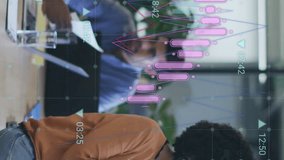 Businesswoman holding tablet with financial data animation over office setting. finance, technology, analytics, professional, digital, innovation - Powered by Shutterstock - Get 15% off with code: PIKWIZARD15