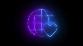 neon valentine's day globe and heart background,abstract technology connecting the world with love,futuristic global connection and social media love symbol. - Powered by Shutterstock - Get 15% off with code: PIKWIZARD15