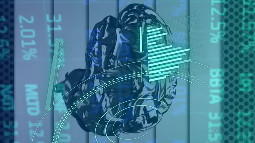 Animation of element diagrams, circular scanner and brain over processing data. Data, digital interface, connection, medical research, healthcare, finance and communication, digitally generated video. - Powered by Shutterstock - Get 15% off with code: PIKWIZARD15