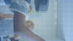 Animation of mathematical equations over schoolchildren using vr headsets. global education, technology and connections concept digitally generated video. - Powered by Shutterstock - Get 15% off with code: PIKWIZARD15