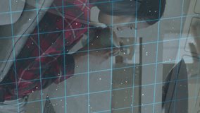 Animation of digital screens with fingerprint over woman having video call on laptop. Data processing, network safety, communication and technology concept digitally generated video. - Powered by Shutterstock - Get 15% off with code: PIKWIZARD15