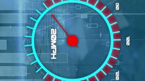 Animation of speedometer over data processing. Global science, connections, data processing and digital interface concept digitally generated video. - Powered by Shutterstock - Get 15% off with code: PIKWIZARD15