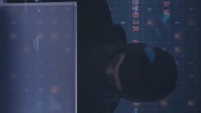 Animation of cyber attack warning over online security padlock and hacker. global internet security, data processing, connections and digital interface concept digitally generated video. - Powered by Shutterstock - Get 15% off with code: PIKWIZARD15