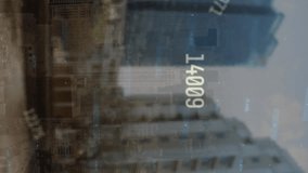 Animation of financial data processing over cityscape. Global finance, business, connections, computing and data processing concept digitally generated video. - Powered by Shutterstock - Get 15% off with code: PIKWIZARD15