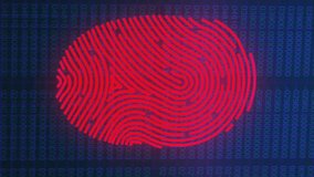 Animation of data processing and fingerprint over binary coding. Global business and digital interface concept digitally generated video. - Powered by Shutterstock - Get 15% off with code: PIKWIZARD15