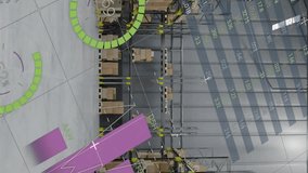 Animation of financial data processing over warehouse. Global shipping, finance, business, connections, computing and data processing concept digitally generated video. - Powered by Shutterstock - Get 15% off with code: PIKWIZARD15