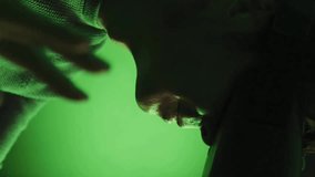 Using virtual reality headset, person interacting with data visualization animation. Technology, innovation, VR, analysis, interactive, digital - Powered by Shutterstock - Get 15% off with code: PIKWIZARD15