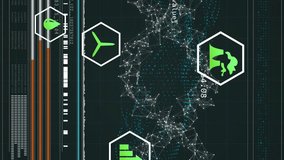 Animation of digital interface with sustainability icons and environmental data in network. technology, innovation, energy, ecology, futuristic - Powered by Shutterstock - Get 15% off with code: PIKWIZARD15