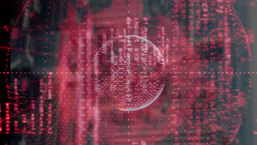 Animation of digital network icons with red coding over cityscape data processing. Technology, futuristic, communication, cybersecurity, innovation - Powered by Shutterstock - Get 15% off with code: PIKWIZARD15