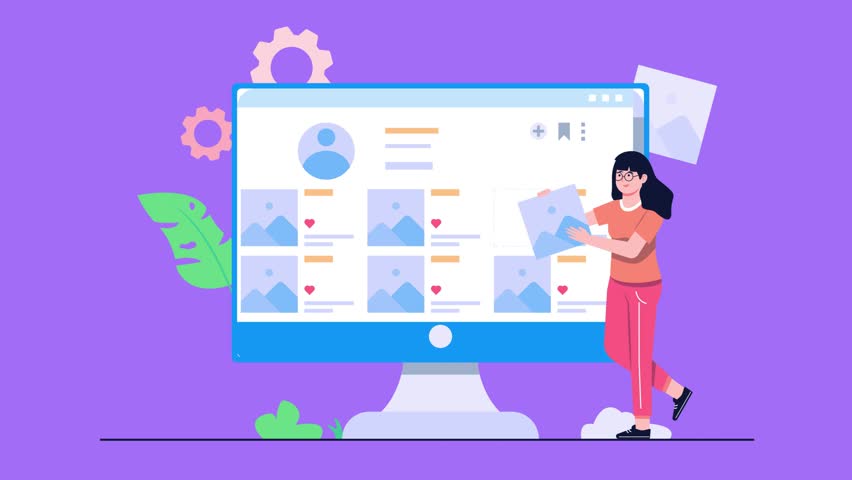 Animated video showcasing a digital photo gallery on a computer screen, illustrating photo browsing, slideshow viewing, and multimedia organization. Perfect for content related to digital photography