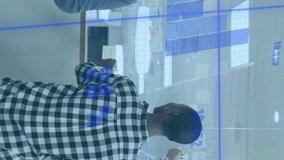 Analyzing data charts, diverse team collaborating in modern office with animation. Teamwork, statistics, collaboration, technology, brainstorming, analytics - Powered by Shutterstock - Get 15% off with code: PIKWIZARD15