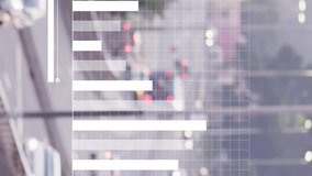 City highway with animation of traffic data bar graph overlaying busy scene. Transportation, urban, analytics, data visualization, technology, infrastructure - Powered by Shutterstock - Get 15% off with code: PIKWIZARD15