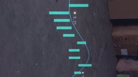 Stock market data animation over stacked cardboard boxes on wooden pallet. Logistics, distribution, warehouse, supply chain, investment, finance - Powered by Shutterstock - Get 15% off with code: PIKWIZARD15