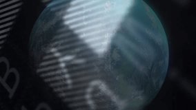 Digital data processing animation over world map with binary code elements. Technology, matrix, futuristic, network, cybersecurity, global - Powered by Shutterstock - Get 15% off with code: PIKWIZARD15