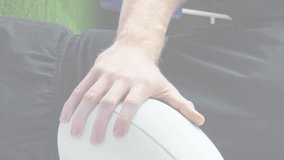 Golden confetti and italy waving flag against caucasian male rugby player holding a rugby ball. sports and competition concept - Powered by Shutterstock - Get 15% off with code: PIKWIZARD15