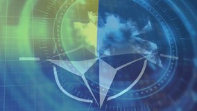 Animation of scope scanning and yen symbol over flags of ukraine and nato. ukraine crisis and international politics concept digitally generated video. - Powered by Shutterstock - Get 15% off with code: PIKWIZARD15