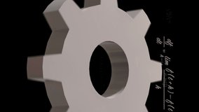 Animation of turning cog and mathematical equations over black background. Science, research and learning concept digitally generated video. - Powered by Shutterstock - Get 15% off with code: PIKWIZARD15