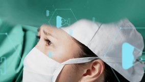 Animation of dna strand over diverse surgeons in hospital. Global medicine, healthcare, connections, computing and data processing concept digitally generated video. - Powered by Shutterstock - Get 15% off with code: PIKWIZARD15