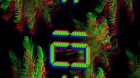 Animation of blue digital clock timer changing over palm trees on black background. Time, timer, digital interface and data processing concept digitally generated video. - Powered by Shutterstock - Get 15% off with code: PIKWIZARD15
