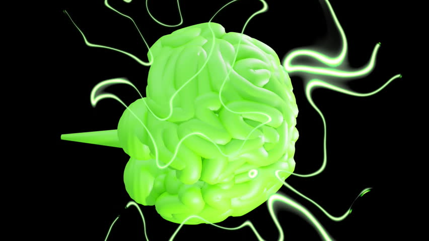 Animation of human brain and green light trails processing over black background. Global artificial intelligence, data processing, digital interface and computing concept digitally generated video. - Powered by Shutterstock - Get 15% off with code: PIKWIZARD15